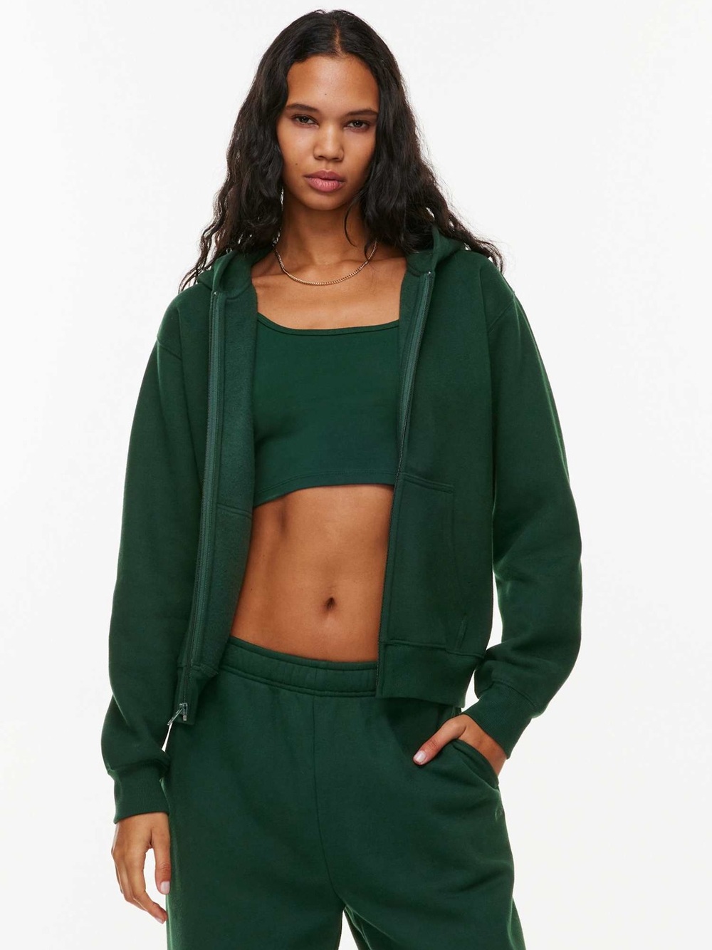 Aritzia Perfect Zip Hoodie in Scarab